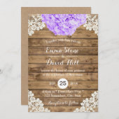 Rustische Paarse Hydrangea Floral Lace Barn Weddin Kaart (Voorkant / Achterkant)