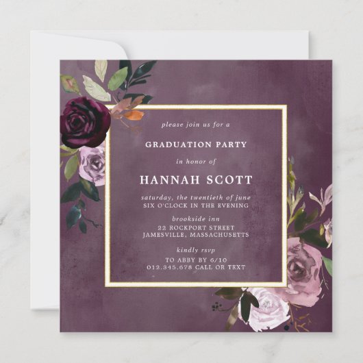 Rustische Paarse Roze Floral Fotogradatie Partij Kaart (Achterkant)