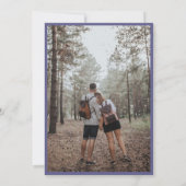 Rustische Paarse Waterverf Wildflower Foto bruilof Kaart (Achterkant)