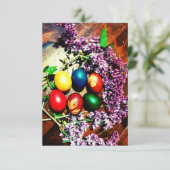 Rustische paaseieren en Lila Kaart (Staand voorkant)