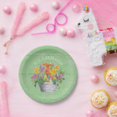 Rustische paaskorf voor groen papieren bordje (Feest)