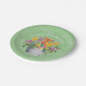 Rustische paaskorf voor groen papieren bordje (Gekanteld)