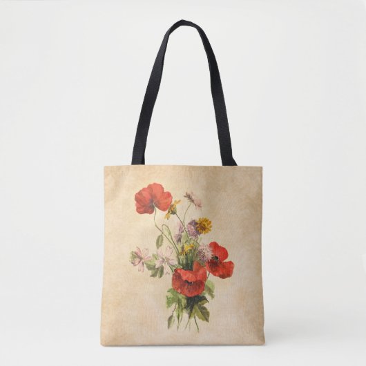  Rustische papaver Wilde bloemen Beige Tote Bag (Voorkant)