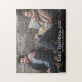 Rustische paren Foto Aangepaste persoonlijke naam Legpuzzel (Verticaal)