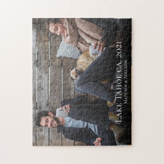 Rustische paren Foto Aangepaste persoonlijke naam Legpuzzel (Verticaal)