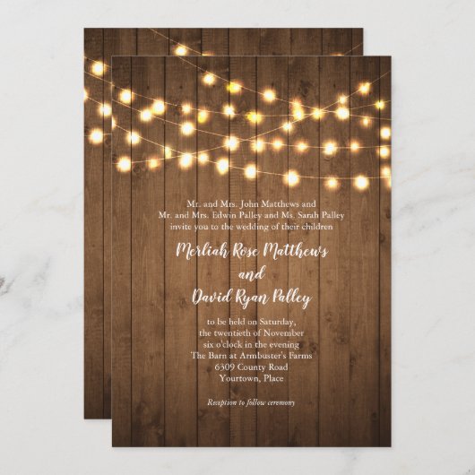 Rustische partij Licht Faux Wood Weddenschap Kaart (Voorkant / Achterkant)