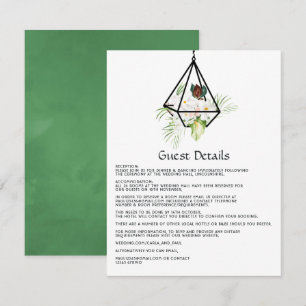Rustische pasta Floral Terrarium Garden Wedding Informatiekaartje