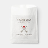 Rustische pijlen Rood Heart Wedding Bedankzakje (Voorkant)