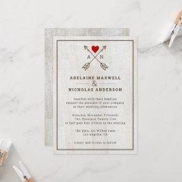 Rustische pijlen Rood Heart Wedding Kaart