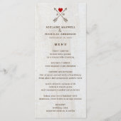 Rustische pijlen Rood Heart Wedding Menu (Voorkant)