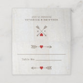 Rustische pijlen Rood Heart Wedding Plaatskaartje (Buitenkant ongevouwen)