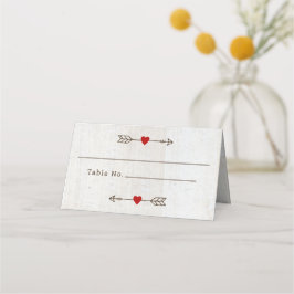 Rustische pijlen Rood Heart Wedding Plaatskaartje