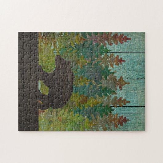 Rustische pijnbomen en Beer Legpuzzel (Horizontaal)