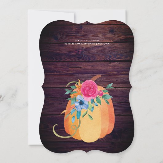 Rustische Pompoen BABY SHOWER Waterverf HERFST Mod Kaart (Achterkant)