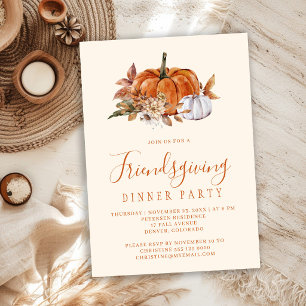 Rustische pompoen bloemige Friendsgiving dinerfees Kaart