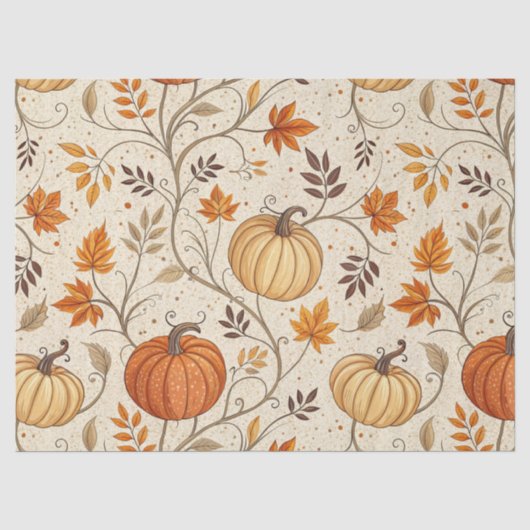 Rustische pompoen en herfstloofpatroon tissuepapier (Voorkant)