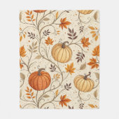 Rustische pompoen- en herfstloofprint fleece deken (Voorkant)