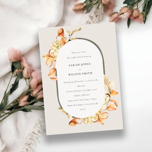 Rustische pompoen, Floral Couples Shower Invite Bedankkaart