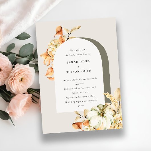 Rustische pompoen, Floral Couples Shower Invite Bedankkaart