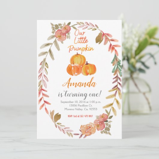 Rustische Pompoen Herfst Verjaardagsfeestje Kaart (Staand voorkant)