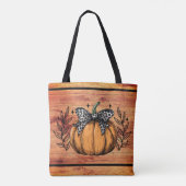 Rustische pompoen herfstloof tote bag (Achterkant)