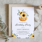 Rustische pompoen met zonnebloemen Herfst Birthday Kaart