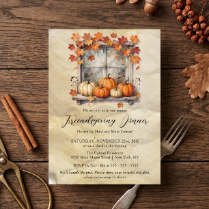 Rustische Pompoen Ramen Herfst Friendsgiving Diner Kaart