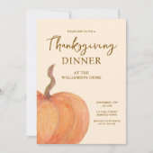 Rustische Pompoen Thanksgiving-diner Kaart (Voorkant)