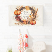 Rustische pompoenoogstkrans Thanksgiving Spandoek (Insitu)