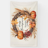 Rustische pompoenoogstkrans Thanksgiving Spandoek (Verticaal)