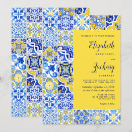 Rustische Portugese Tegel Blue Yellow Wedding Kaart