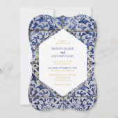 Rustische Portugese Tegels huwelijksuitnodigingen Kaart (Voorkant)