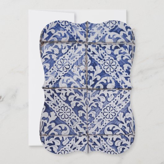 Rustische Portugese Tegels huwelijksuitnodigingen Kaart (Achterkant)