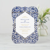 Rustische Portugese Tegels huwelijksuitnodigingen Kaart (Staand voorkant)