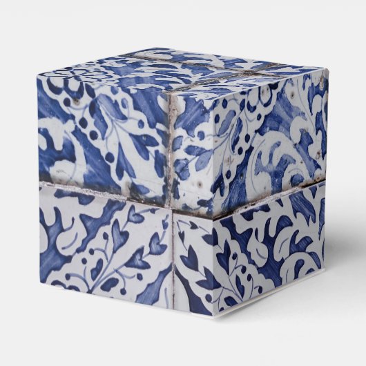 Rustische Portugese Tiles Wedding Bedankdoosjes (Achterkant)