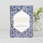 Rustische Portugese Tiles Wedding Bedankkaart (Staand voorkant)