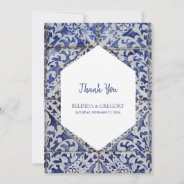 Rustische Portugese Tiles Wedding Bedankkaart