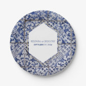Rustische Portugese Tiles Wedding Papieren Bordje (Voorkant)