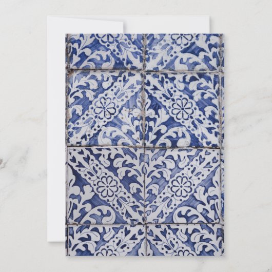 Rustische Portugese Tiles Wedding Save The Date (Achterkant)