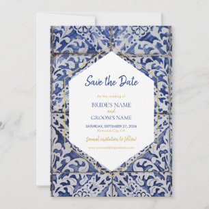 Rustische Portugese Tiles Wedding Save The Date
