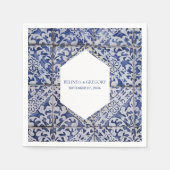 Rustische Portugese Tiles Wedding Servet (Voorkant)