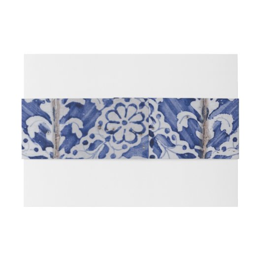 Rustische Portugese Tiles Wedding Uitnodigingen Wikkel (Achterkant Voorbeeld)