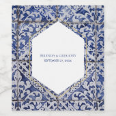 Rustische Portugese Tiles Wedding Wijn Etiket (Enkel label)