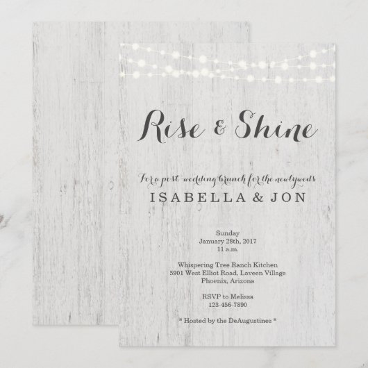 Rustische post-huwelijksbrunch de ochtend erna kaart (Voorkant / Achterkant)