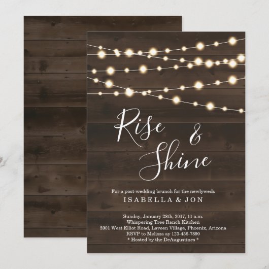 Rustische post-huwelijksbrunch de ochtend erna kaart (Voorkant / Achterkant)