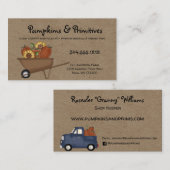 Rustische primitieve Herfst pompoenen en zonnebloe Visitekaartje (Voorkant / Achterkant)