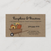 Rustische primitieve Herfst pompoenen en zonnebloe Visitekaartje (Voorkant)