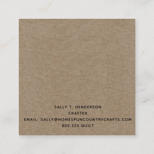 Rustische primitieve Landkraft Vierkante Visitekaartje (Achterkant)