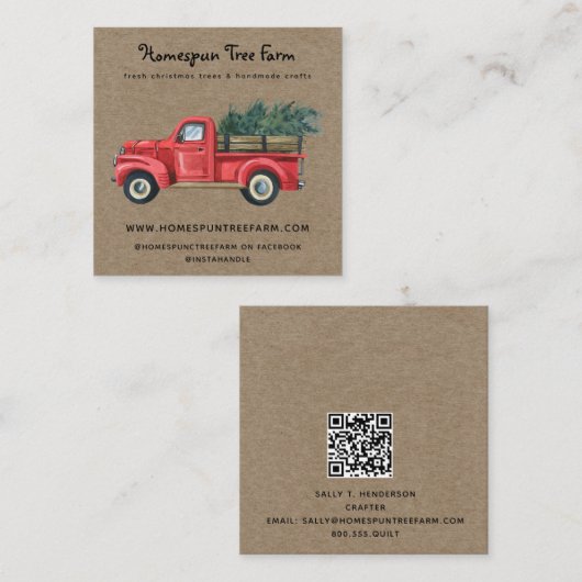 Rustische primitieve Landkraft Vierkante Visitekaartje (Voorkant / Achterkant)