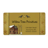 Rustische primitieve Landkreet Saltbox House en St Etiket (Voorkant)